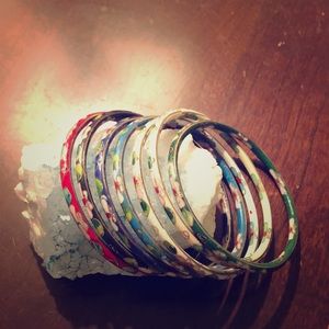 Vintage hand-painted set of cloisonné bracelets
